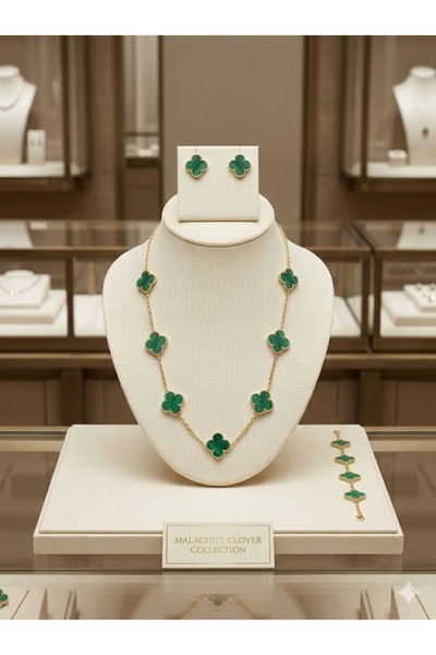 Zinora 2 piece elegant 4-leaf clover Jewelry Set – Necklace , Stud Earrings &...