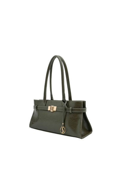 Santini Collection Bag Women's Shoulder Bag Handbag Baguette Bag Leather Casual, Stylish Khaki Gold Evening Dress – Lyra