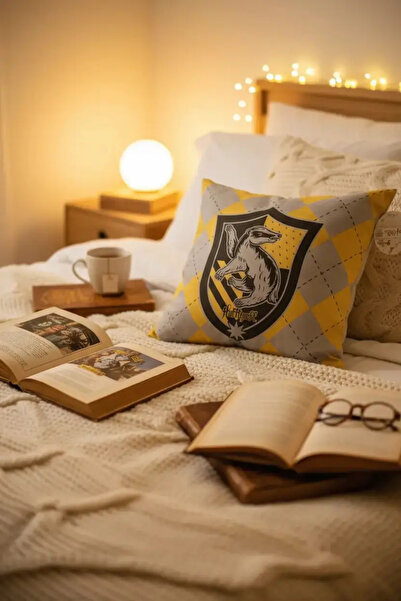 Miniso Harry Potter Licensed Hufflepuff Pillow – Soft Textured Decorative Hom...