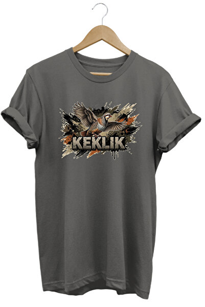 WİDİ Keklik Graphic Printed Crew Neck Cotton Hunter Nature T-Shirt