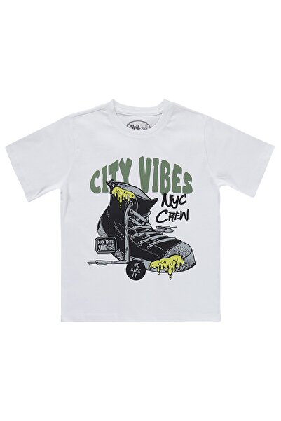 Civil Boys تي شيرت مطبوع عليه City Vibes للأعمار من 10 إلى 13 سنة - أبيض