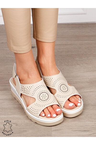 ANGEL BLUE Sandals made of Genuine Leather, casual model with simple straps C...