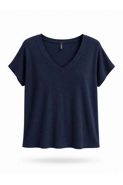 Retrobird V-Neck Flowy T-Shirt Top Women's Dark Navy Blue