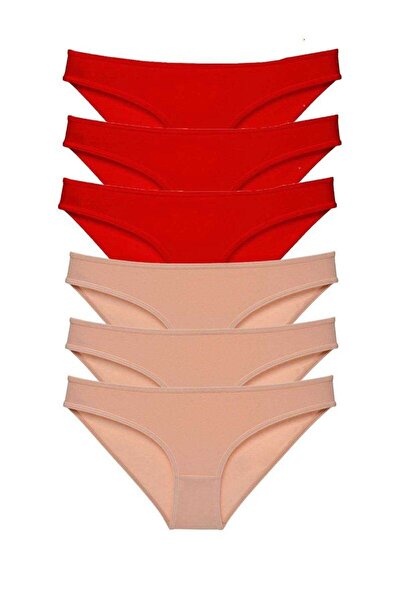 Mestore 6 Pieces Eco Set Lycra Women's Slip Panties Red Skin