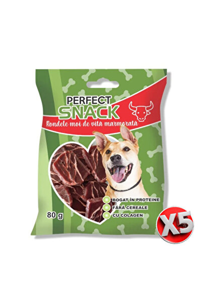 Perfect Snack Pachet 5 buc - Rondele moi de vita marmorate, recompense caini 80g
