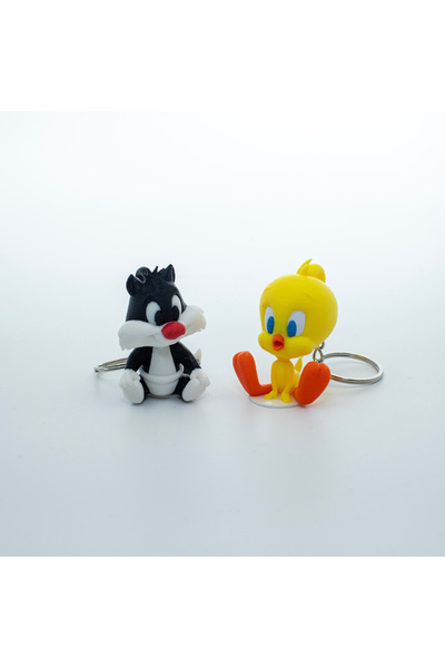 PlakArt Sevimli Anahtarlık Seti, Tweety Ve Sylvester, Süper Mario, Poke Topu,...