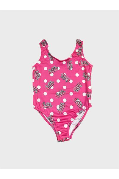 tusem butik homewear Girl's Pink Polka Dot Patterned Swimsuit
