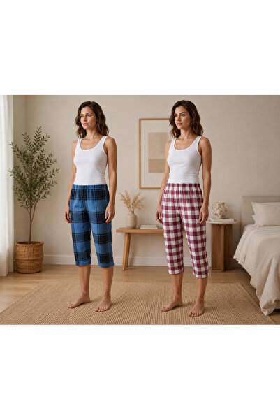 Serena Set 2 pantaloni pijama damă 3/4 ,culoare -multicolor