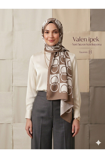 Larissa Scarf Valen İpek Yeni koleksiyon Relax esneyen jakarlı Geometrik Şal ...