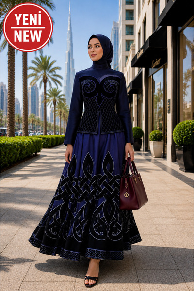 Muslima Wear Şehrazat Navy Blue Blouse
