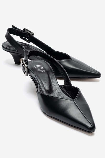 LuviShoes DIORIS Дамски обувки от естествена кожа с нисък ток, черен цвят