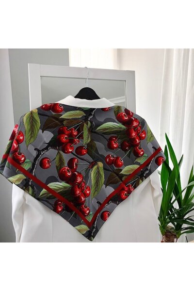 LENTE AKSESUAR Women's Premium Patterned Neck Bag and Hair Scarf 70X70 cm
