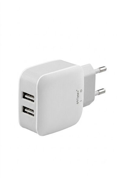 Fonex Mains charger with two USB ports 10W, white