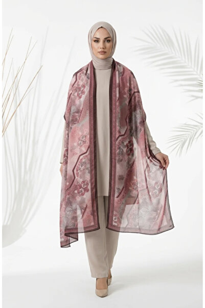 sefamerve Floral Patterned Amber Shawl 70359-08 Plum