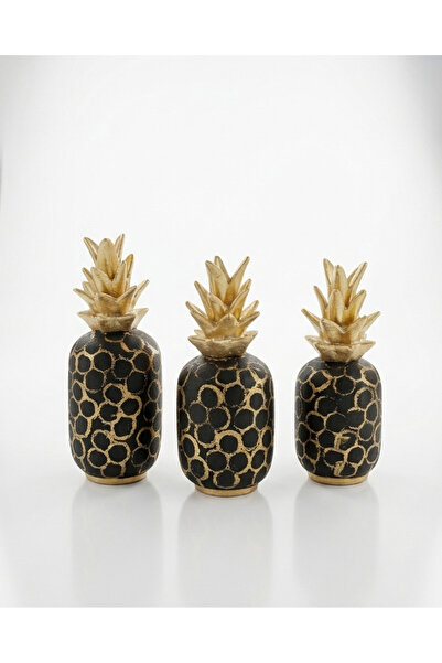 Corney Design Dekoratif Ananaslar Füme - Gold 3'lü Set