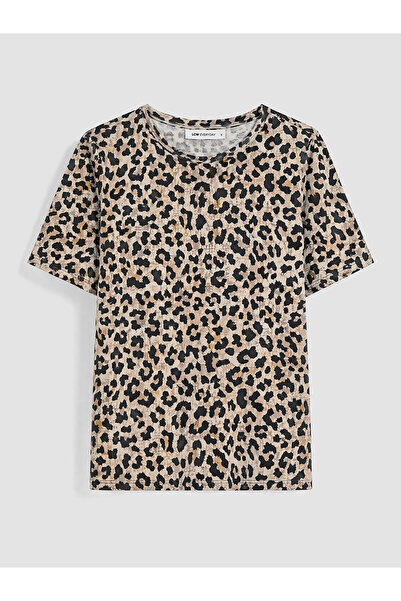 LC Waikiki Nevavm with Difference Leopard Pattern Women's T-Shirt