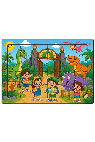 minİQ toys A Day at the Dinosaur Park Wooden Puzzle (24 Pieces)