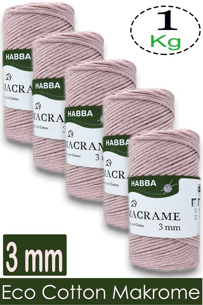 habba respect 1 Kilo Habba Cotton Macrame 3 mm - (Pack of 5) - 119