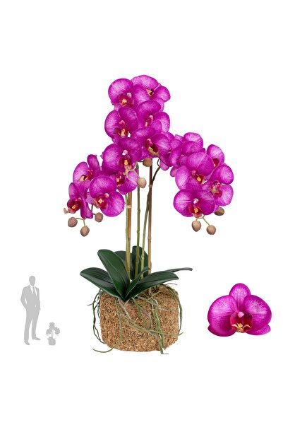 Roberto Rossi Orhidee artificiala roz intens cu aspect H55 cm cu 3 tulpini