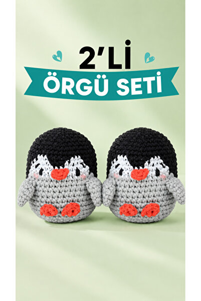 Liva Craft Art&Craft Örgü Seti, 2'li Penguenler Amigurumi Örgü Kiti, Tüm Malz...
