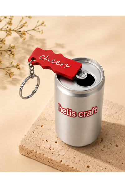 Helis Craft Kutu İçecek Açacağı Anahtarlık Kırmızı Cheers - Kolay İçecek Açma...