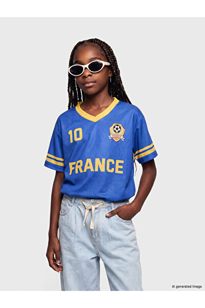 LC Waikiki Vizyon New Season France Printed Girls' Jersey T-Shirt
