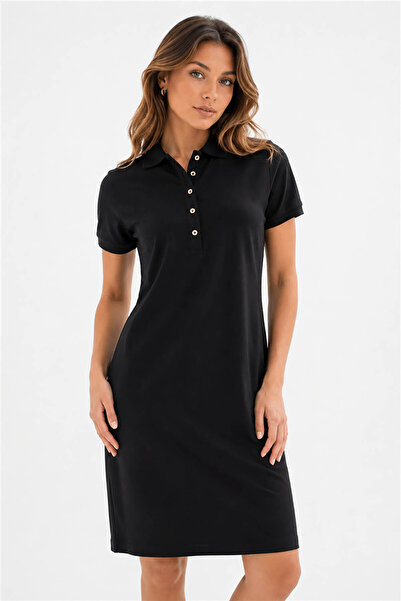 Fashion Friends Polo Collar Navy Blue Women's Dress 26Y0499K1