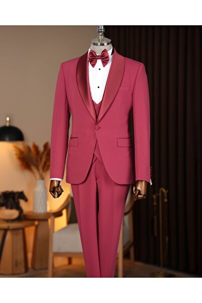 TerziAdemAltun İtalyan stil slim fit erkek şal yaka ceket yelek pantolon dama...