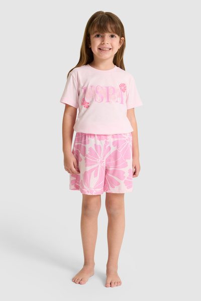 U.S. Polo Assn. Kız Çocuk Pembe Şortlu Alt Üst Takım 50326611-VR041