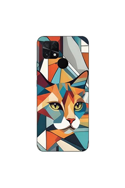 OEM Case compatible with Xiaomi Poco C40 Silicone Gel Tpu Pattern Cubic Cat Art