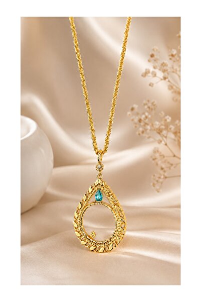 Vipfoni Zircon Stone Half Gold Frame Necklace and Rope Chain for Wearing 60 c...