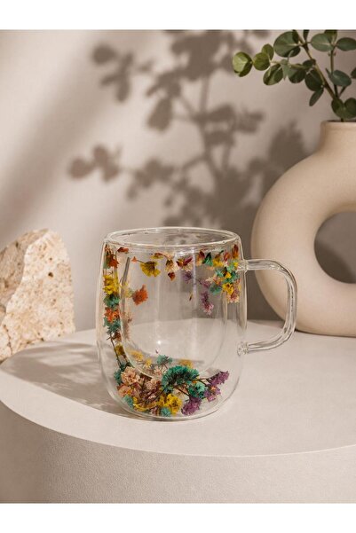 DECORS CENTER Çift Camlı Çift Cidarlı Cam Kupa 250Ml Ev Ofis Fincanı Çift Kat...