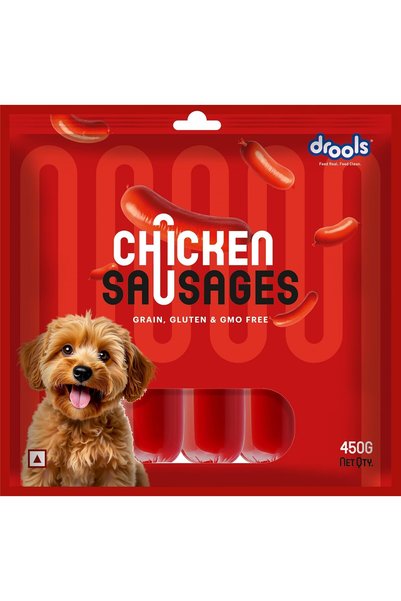 Drools Chicken Sausages Dog Treat, 450g | Enriched With Natural Vitamins & Mi...