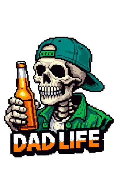 MegaSticker piksel dad life Sticker Araba, Motorsiklet, Kask, Laptop, Cam Sti...