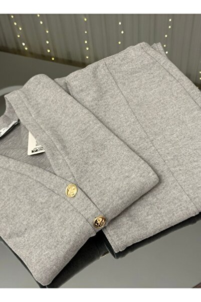 Butik Gri Yumoş Dokulu Alt Üst Takım
