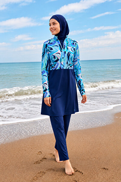 Marina Girl Waitress Boy Hijab Swimsuit Navy Blue G2498