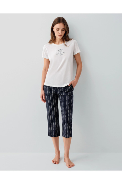 ALFA AKSESUAR 03 Pc9207-S Women's Capri Short Sleeve Pajama Set