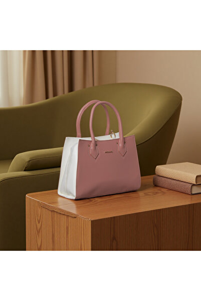 Finelook Maishang Structured Satchel Handbag | Two-Tone Top Handle Crossbody