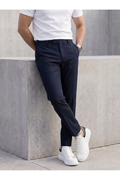 BASEL.CO Pantaloni eleganți din material textil, cu croială slim și detaliu c...