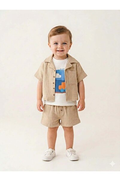 Tuffy Baby Boy Muslin Shirt and Shorts Set