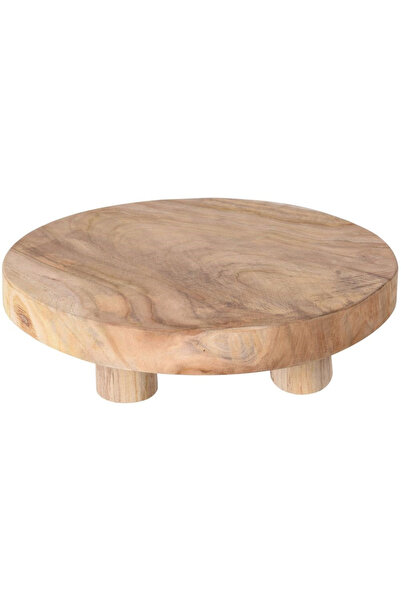 Home Styling Collection Tavă de servire rotundă din lemn pe picioare 30 cm