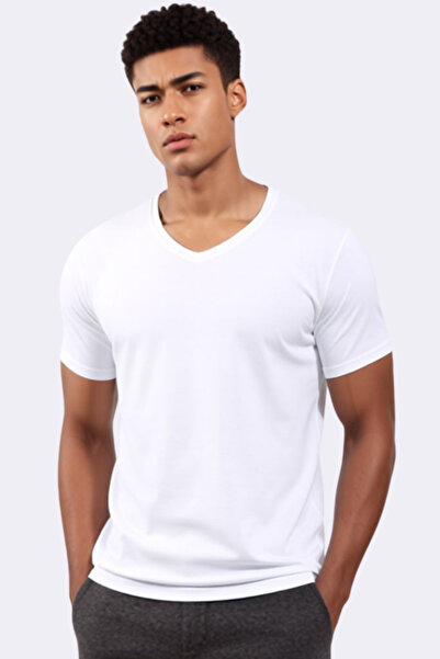 Loule Men's V-Neck Short Sleeve Cotton Modal Basic T-Shirt - Breathable & Str...