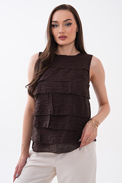 ŞİMAL Ženska slojevita detaljna bluza bez rukava 260605