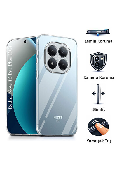 CEPSTOK Redmi Note 15 Pro Plus 5G Kılıf Şeffaf Kamera Korumalı Esnek Yumuşak Silikon