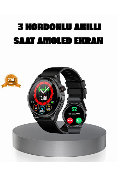 ARMÜZ Amoled Screen Smartwatch – Smart Watch with 3 Straps, Heart Rate & Slee...