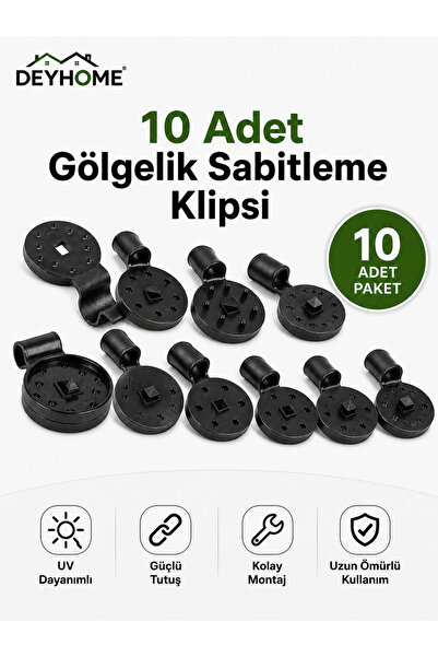 DEYHOME 10 Adet Gölgelik Sabitleme Klipsi UV Dayanımlı Sera Bahçe File Tente ...
