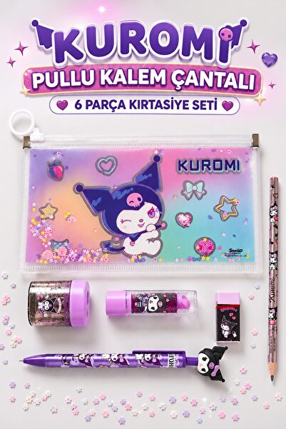 kuromi X Dekomus Licensed Sequin Envelope Pencil Case, Eraser, Pencil Sharpen...