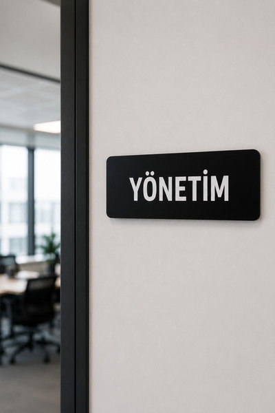 Happynesso Black Plexiglass Sign with the Words "Management" - 22X8 cm Gray F...