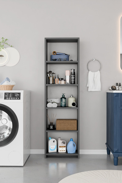 BNK Modüler Banyo Dolabı 5 Raflı Çok Amaçlı Banyo Organizer Raf Ünitesi Çamaş...
