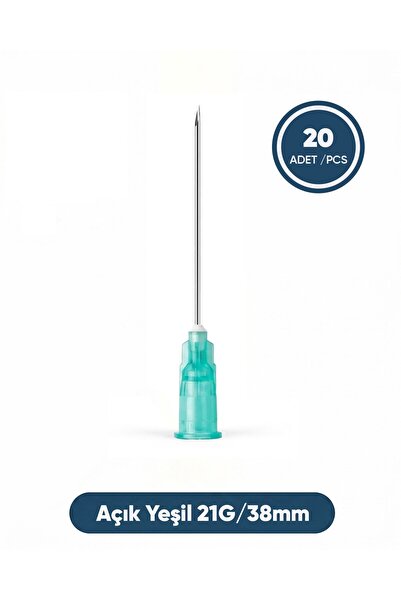 Genject 21G (0.82mm.), 38mm, Açık Yeşil Enjektör Ucu 20 Ad./Pkt.